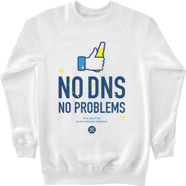 Світшот чоловічий "No DNS No Problems", Білий, M
