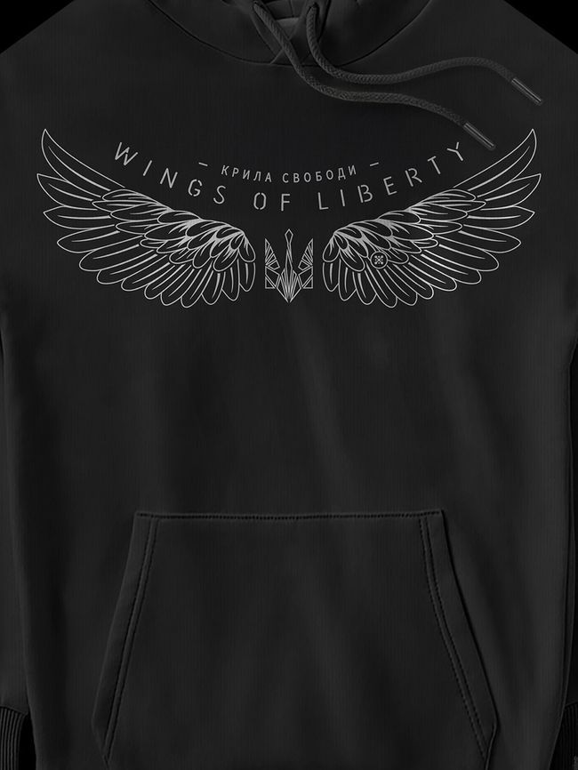 Men's Hoodie &ldquo;Wings of Liberty&rdquo;, Black, M-L
