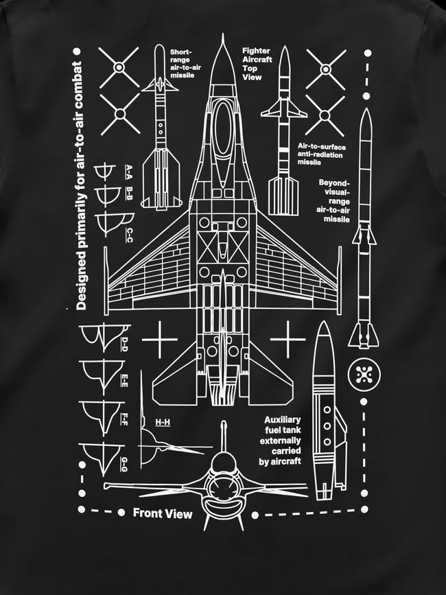 Men's T-shirt "Jet Fighter", Black, M