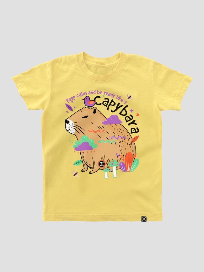 Kid's T-shirt "Capybara", Light Yellow, XS (110-116 cm)