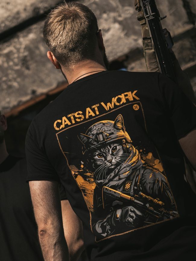 Футболка чоловіча "Cats at Work (3ОШБр)", Чорний, M