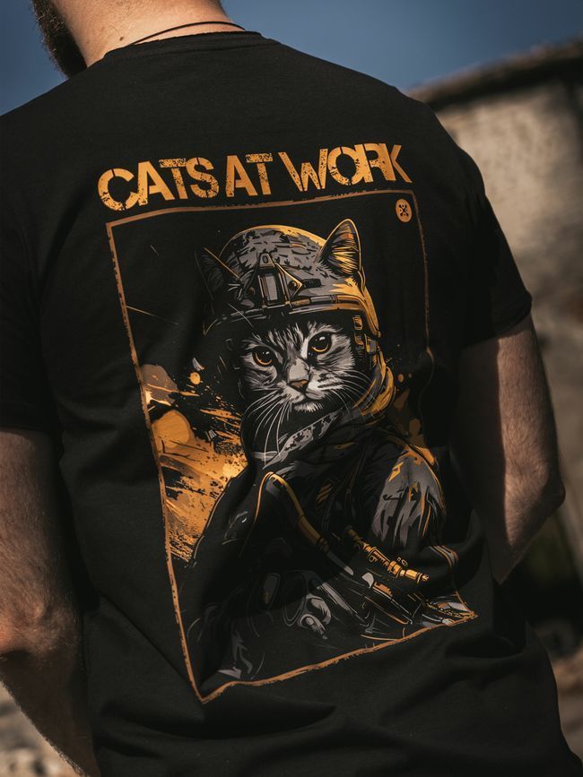 Футболка чоловіча "Cats at Work (3ОШБр)", Чорний, M