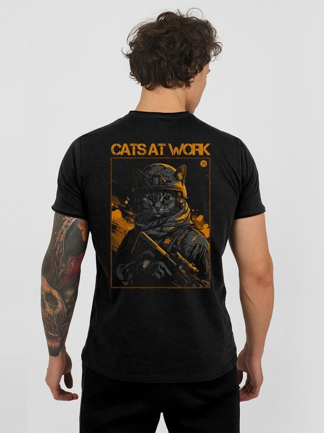 Футболка чоловіча "Cats at Work (3ОШБр)", Чорний, M