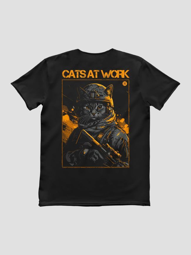 Футболка чоловіча "Cats at Work (3ОШБр)", Чорний, M