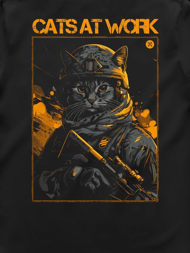 Футболка чоловіча "Cats at Work (3ОШБр)", Чорний, M