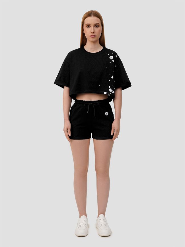 Women’s Oversize Suit - Shorts and Crop T-shirt Dubhumans Splash, Black, S