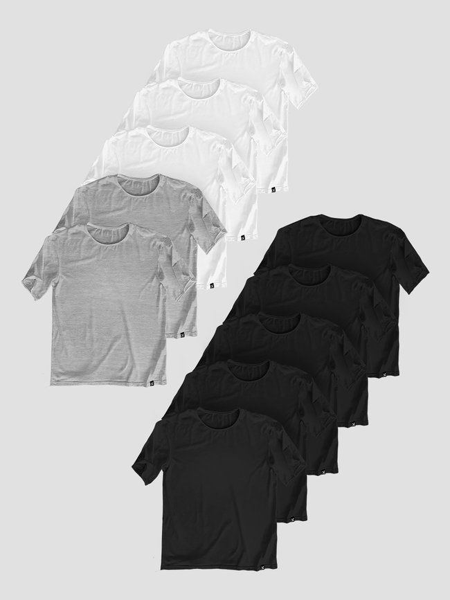 Сет из 10 базовых футболок оверсайз "Монохром", XS-S, Мужская