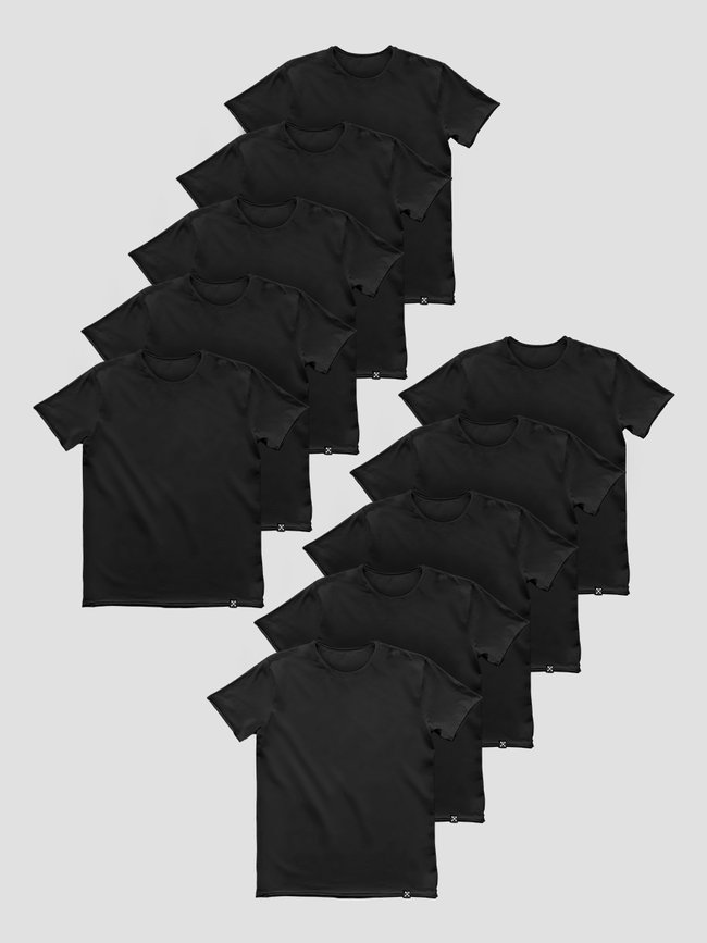 Сет з 10 чорних базових футболок "Чорний", XS, Чоловіча