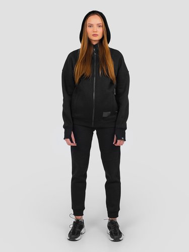 Костюм жіночий худі на блискавці та штани, Чорний, XS-S, S (104 см)