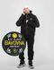 Men's tracksuit set with a Changeable Patch "Eat, Sleep, Bavovna, Repeat" Hoodie with a zipper, Black, 2XS, XS (104 cm)