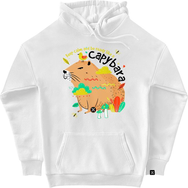 Men's Hoodie "Capybara", White, 2XS