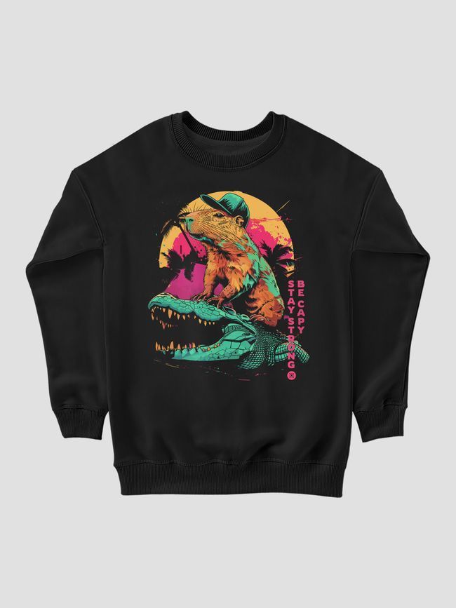 Women's Sweatshirt "Stay Strong, be Capy (Capybara)", Black, L
