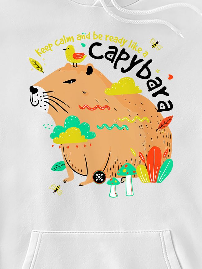 Men's Hoodie "Capybara", White, 2XS