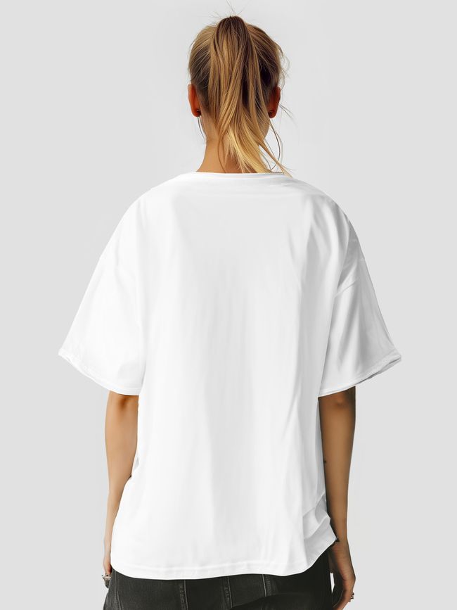 Women's T-shirt Oversize “Dubhumans Japanese”, White, XS-S