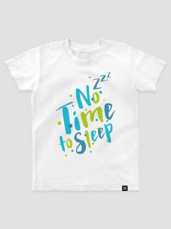 Kid's T-shirt "No time to sleep", White, XS (110-116 cm)