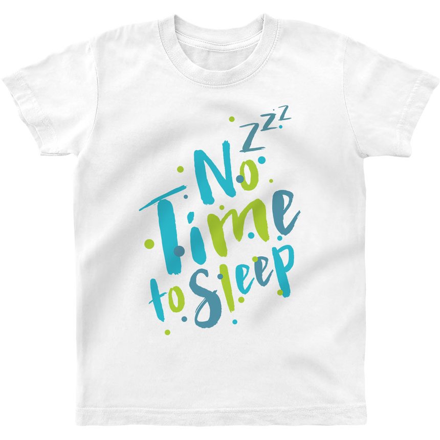 Kid's T-shirt "No time to sleep", White, XS (5-6 years)