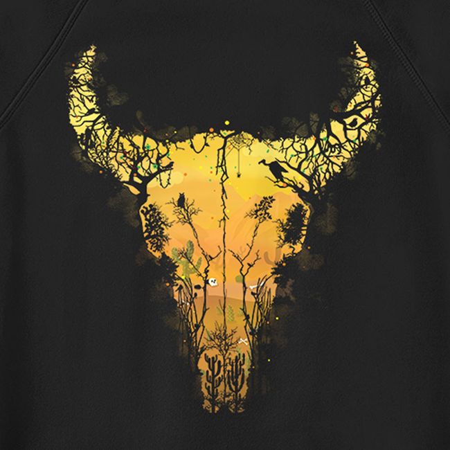 Women's Sweatshirt "Desert Cow Skull", Black, M