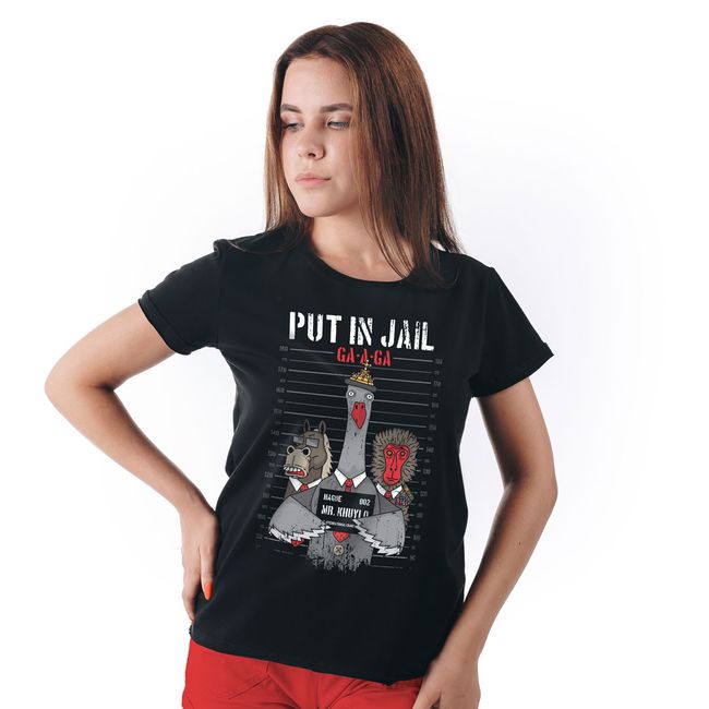 Футболка жіноча "Put In Jail”", Чорний, M