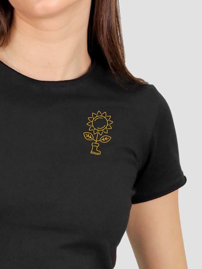 Women's T-shirt &ldquo;Sunflower Harvest&rdquo;, Black, XL