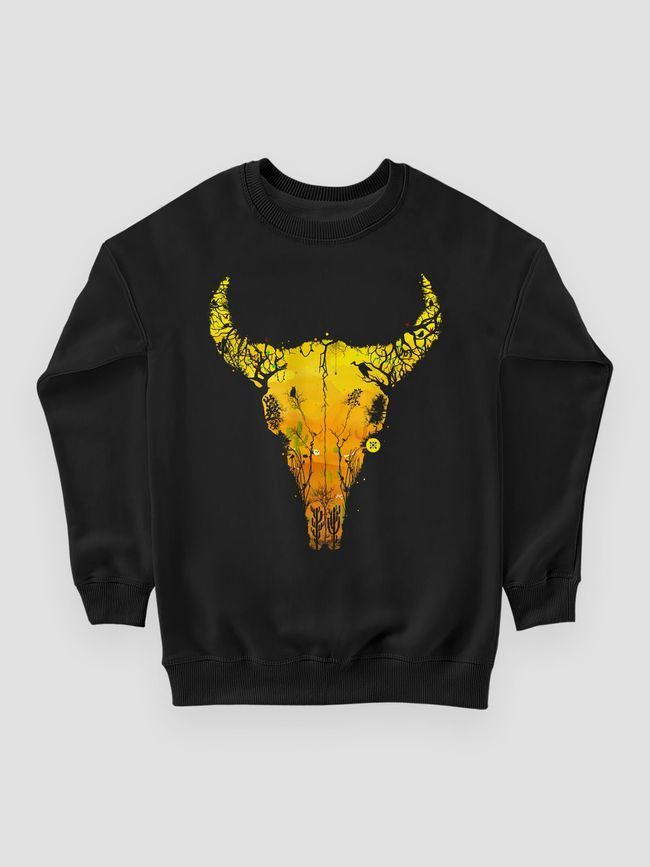 Світшот жіночий "Desert Cow Skull", Чорний, M