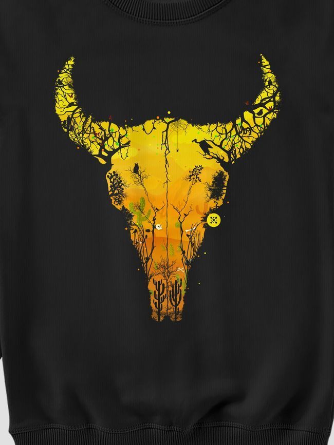 Світшот жіночий "Desert Cow Skull", Чорний, M