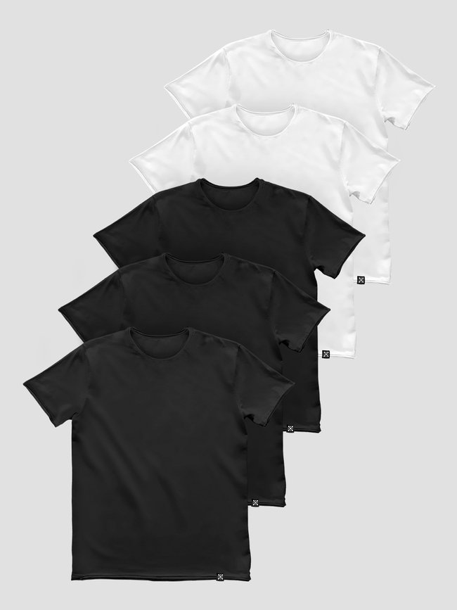 Сет из 5 белых базовых футболок "Бинарный", XS, Мужская