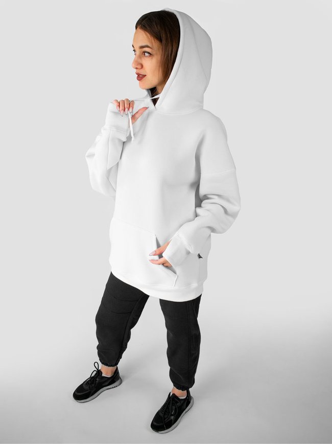 Women's suit hoodie white and pants, White, M-L, L (108 cm)