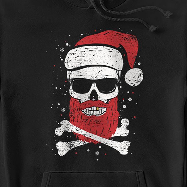 Men's Hoodie “Santa Skull”, Black, M-L