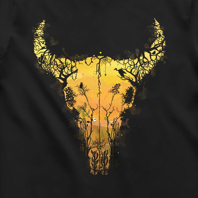 Men's T-shirt "Desert Cow Skull", Black, M
