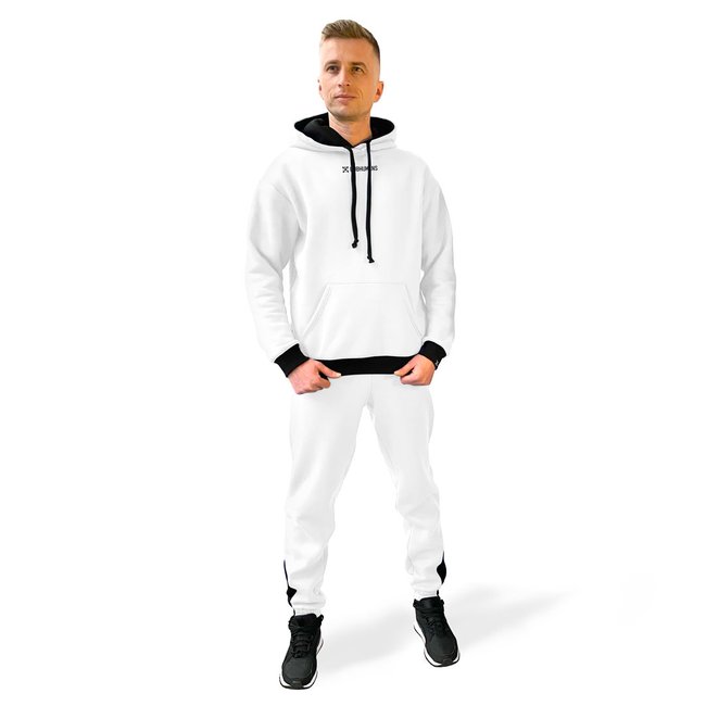 Men's tracksuit set Hoodie and Pants White, White, 2XS
