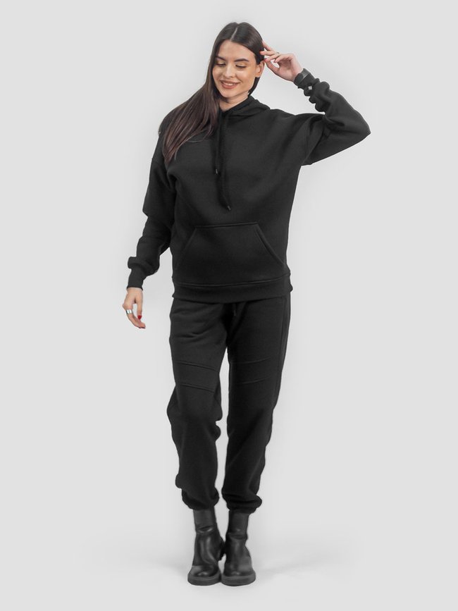 Костюм женский худи черный и брюки, Черный, XS-S, S (104 см)