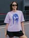 Women&rsquo;s Oversize Suit - Shorts and T-shirt &ldquo;Cat x Skull&rdquo;, Світлий ліла і чорний, M