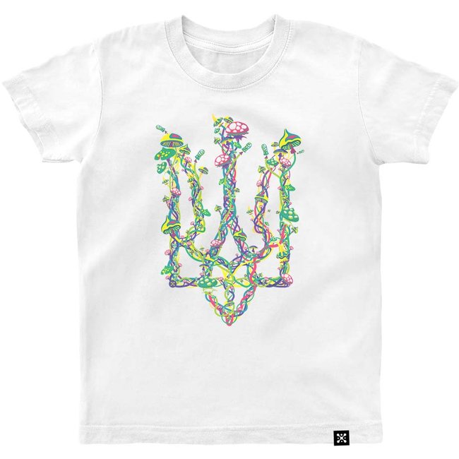 Kid's T-shirt "Mushroom Trident", White, XS (5-6 years)