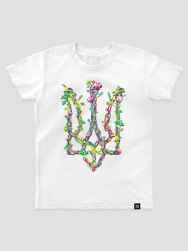 Kid's T-shirt "Mushroom Trident", White, XS (110-116 cm)