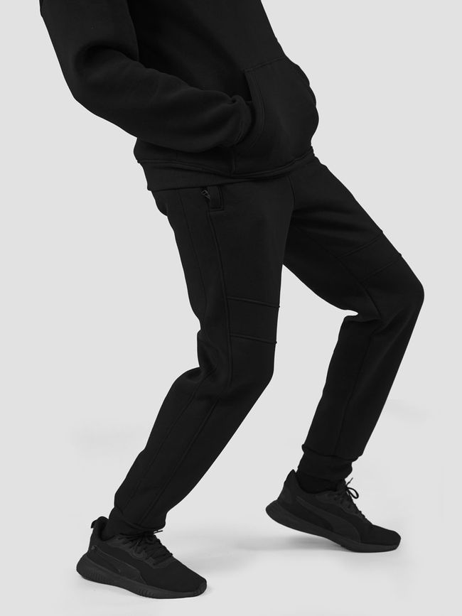 Костюм мужской худи черный и брюки, Черный, M-L, L (108 см)