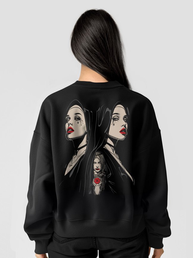 Women's Sweatshirt ””Twosome Nuns”, Black, M