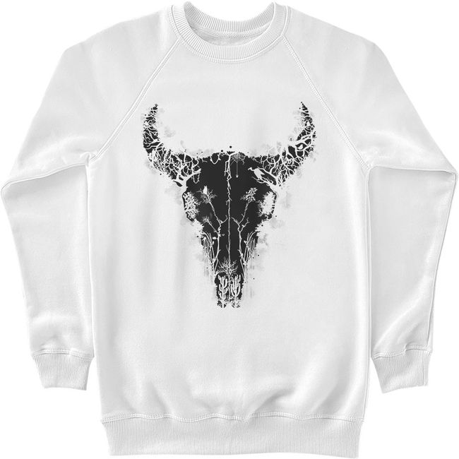 Men's Sweatshirt "Desert Cow Skull", White, M