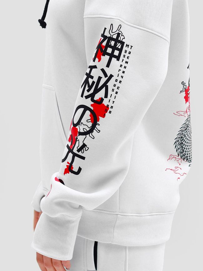 Men's Hoodie "Shadow of the Dragon", White, 2XS