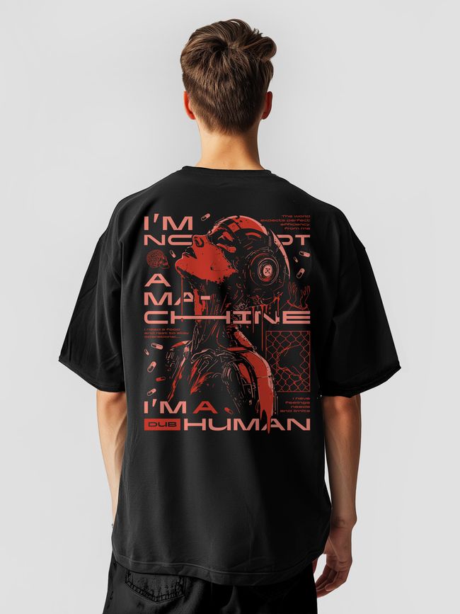 Men’s Oversize Suit - Shorts and T-shirt “Machine”, Black-coral, 2XS