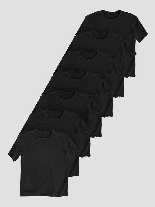 Сет из 7 черных базовых футболок оверсайз "Черный", XS-S, Мужская