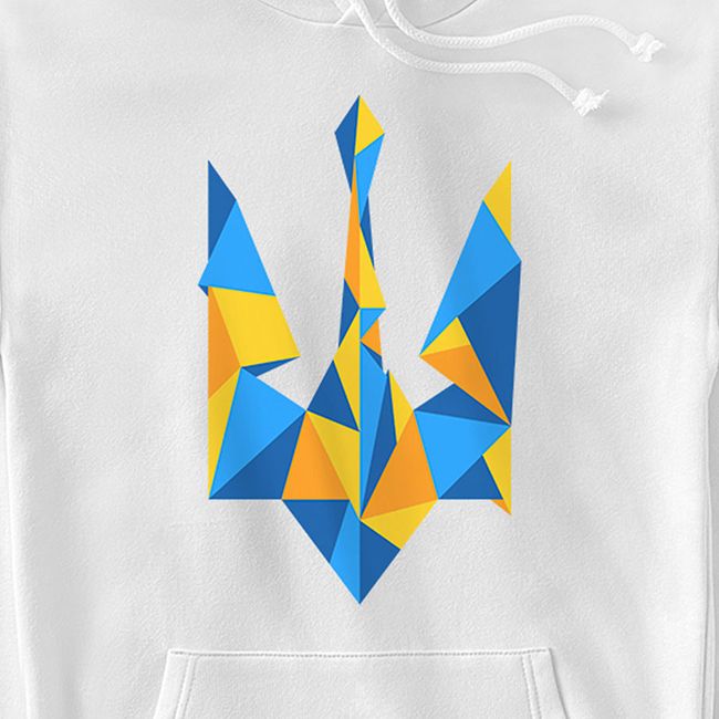 Худі чоловічий "Ukraine Geometric" з гербом тризубом ﻿, Білий, M-L