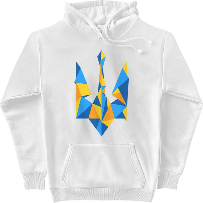 Men's Hoodie “Ukraine Geometric”, White, M-L