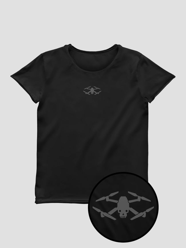 Футболка женская "Drone Skull", Черный, M
