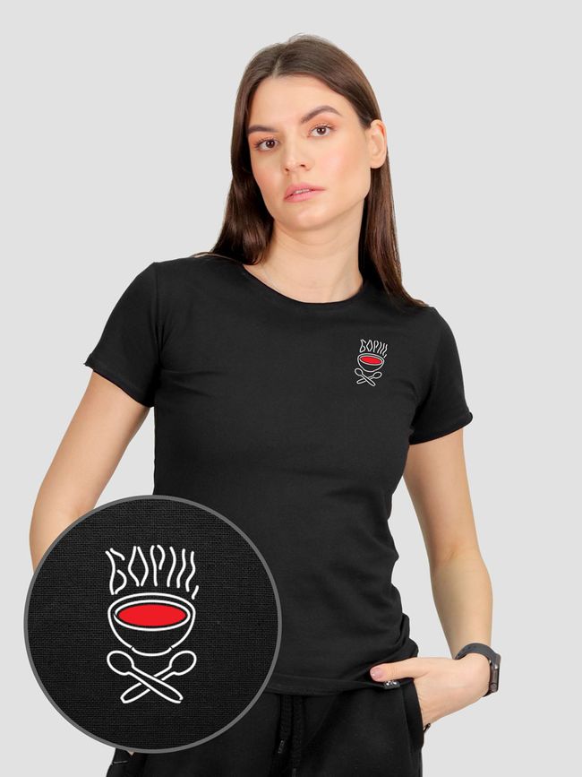 Women's T-shirt “Borsch”, Black, M
