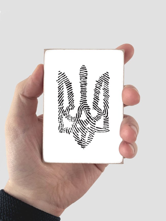 Wood magnet white "Nation Code", 10x6,5 cm