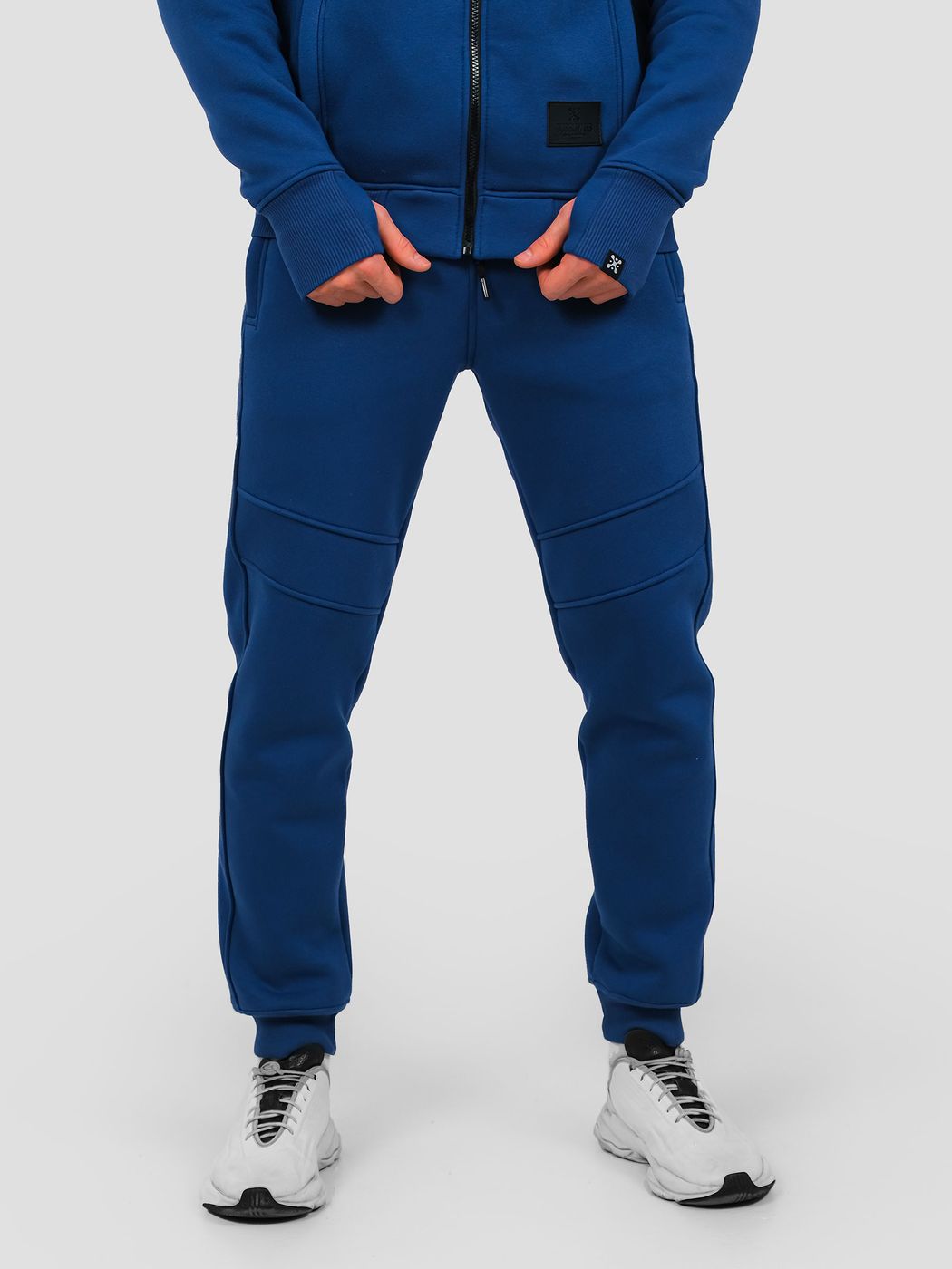 Men's tracksuit set Hoodie with a zipper and Pants Blue, Blue, M-L, L (108 cm)