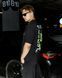 Men&rsquo;s Oversize Suit - Shorts and T-shirt &ldquo;Rave&rdquo; Black XSS with text print