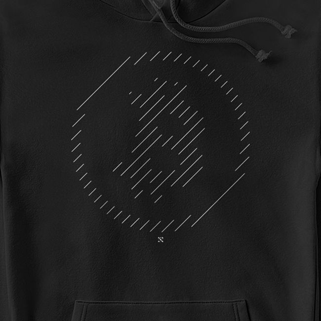 Men's Hoodie with Cryptocurrency “Bitcoin Line”, Black, M-L