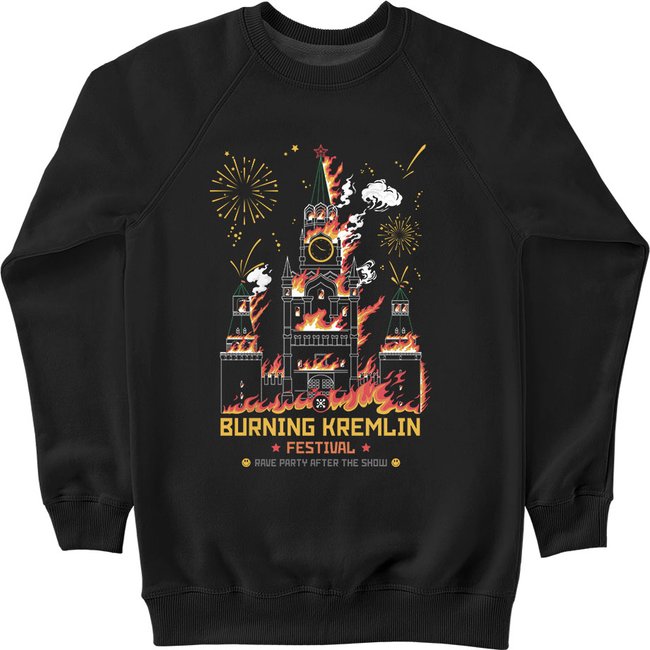 Women's Sweatshirt "Burning Kremlin Festival" Warm with Fleece, Black, M