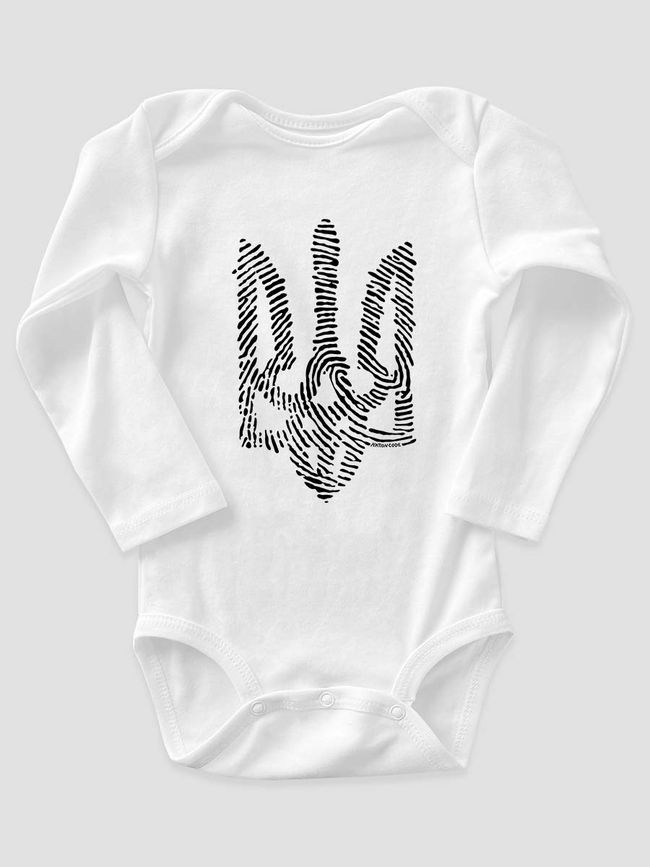 Kid's Bodysuite "Nation Code" with a Trident Coat of Arms, White, 68 (3-6 month)
